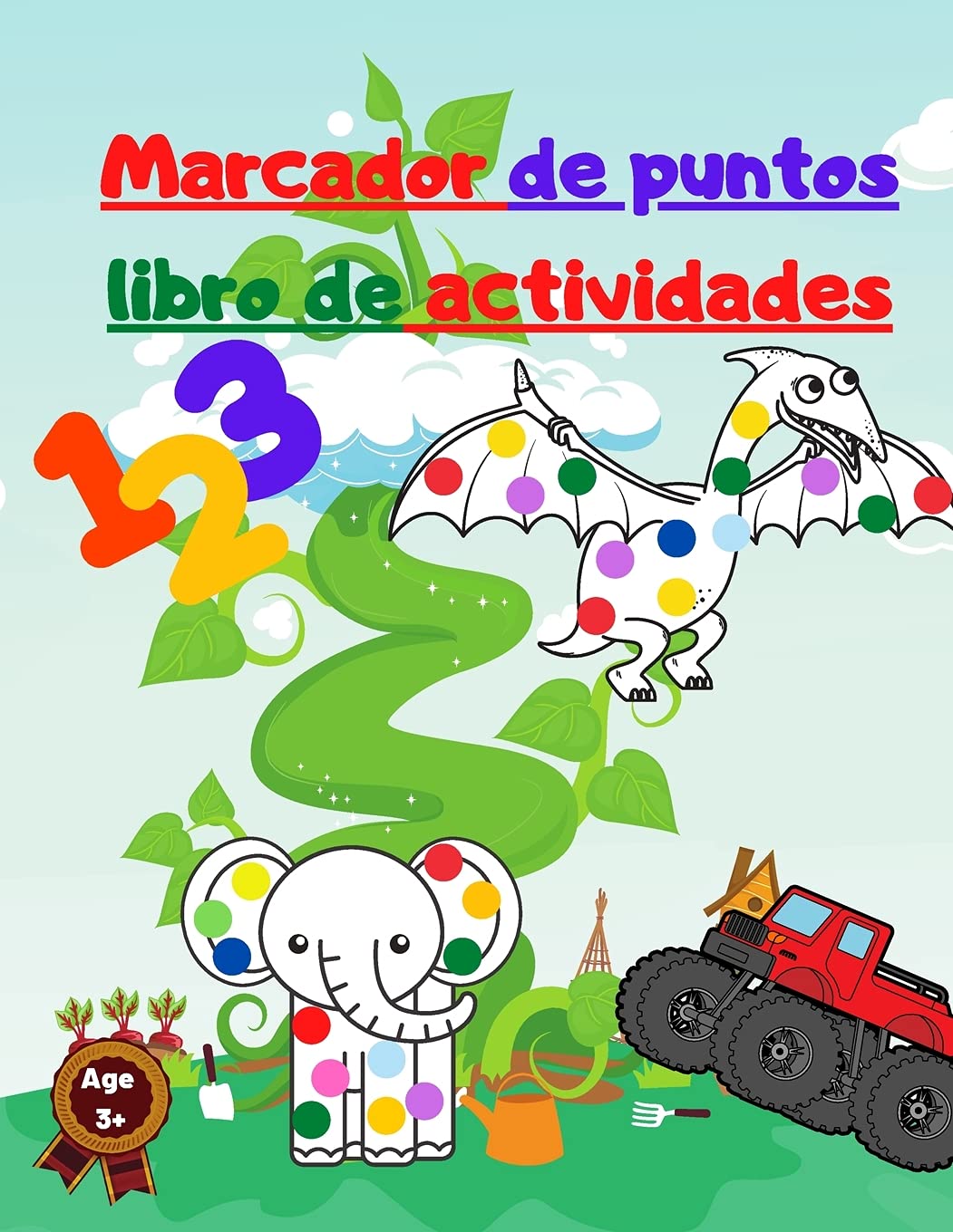 Marcador de puntos libro de actividades: Con Mighty Trucks - Dinosaurios - Animales y Números Tiptoi & Games
