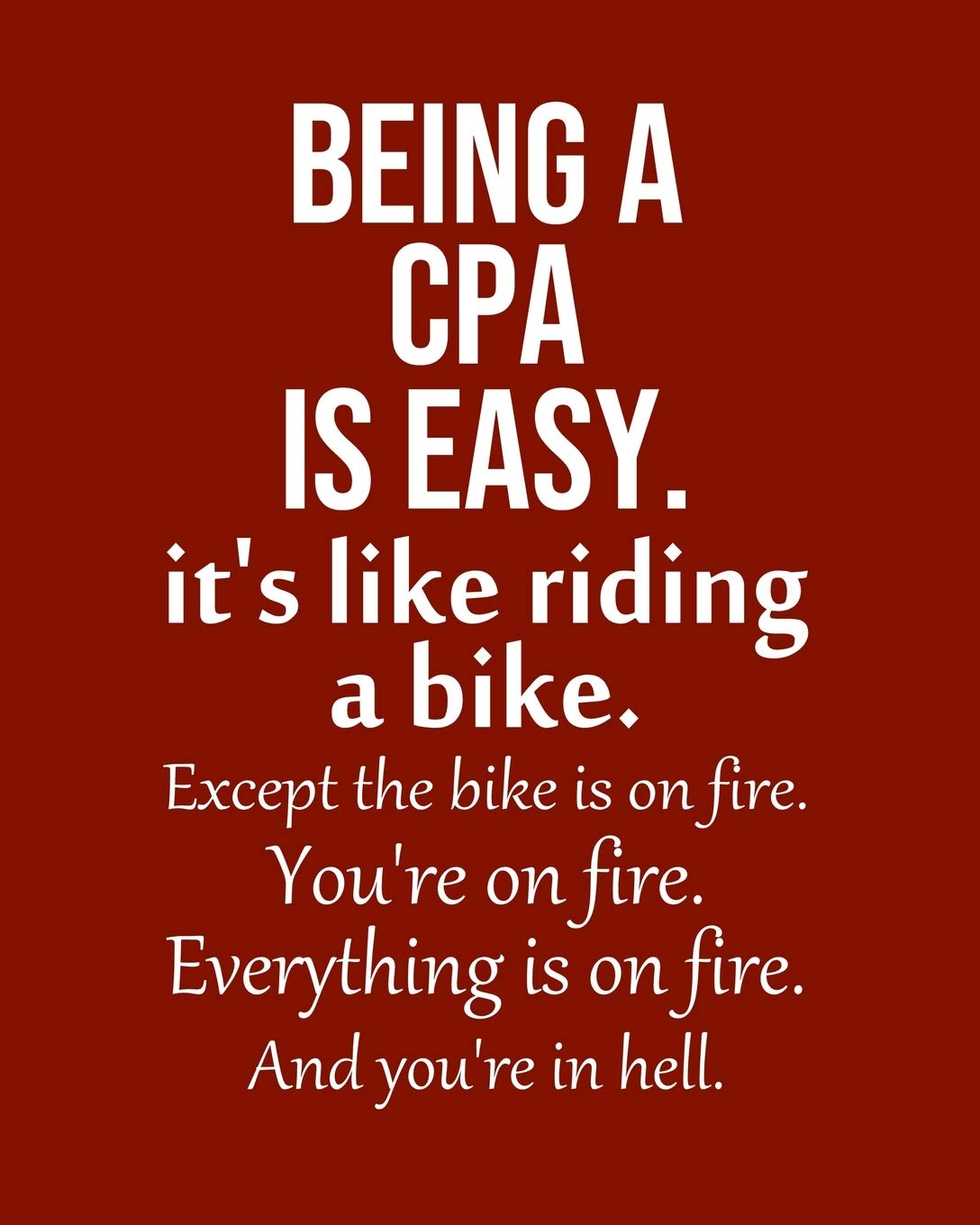 Being a CPA is Easy. It's like riding a bike. Except the bike is on fire. You're on fire. Everything is on fire. And you're in hell.: Calendar 2020, Monthly & Weekly Planner Jan. - Dec. 2020 Business, Finance & Career