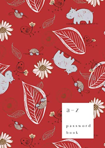 A-Z Password Book: B6 Small Password Notebook with A-Z Alphabet Index | Baby Doodle Floral Design | Red Computer Science