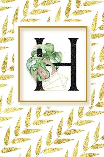 H: Personalized Monogram Journal Initial H Notebook | 6 x 9 Elegant Floral College Ruled Line Writing Journal Essays & Short Stories