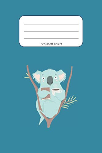 Schulheft liniert: Schreibheft liniert, DIN A5, Koala petrol Non-fiction