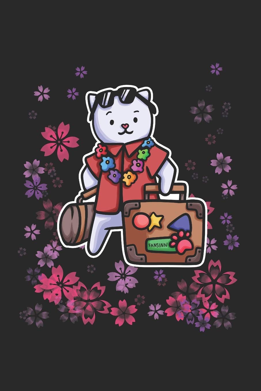 Vacation Case Flower Cat Notebook: Graph Paper Journal 6x9 - 120 Pages Books