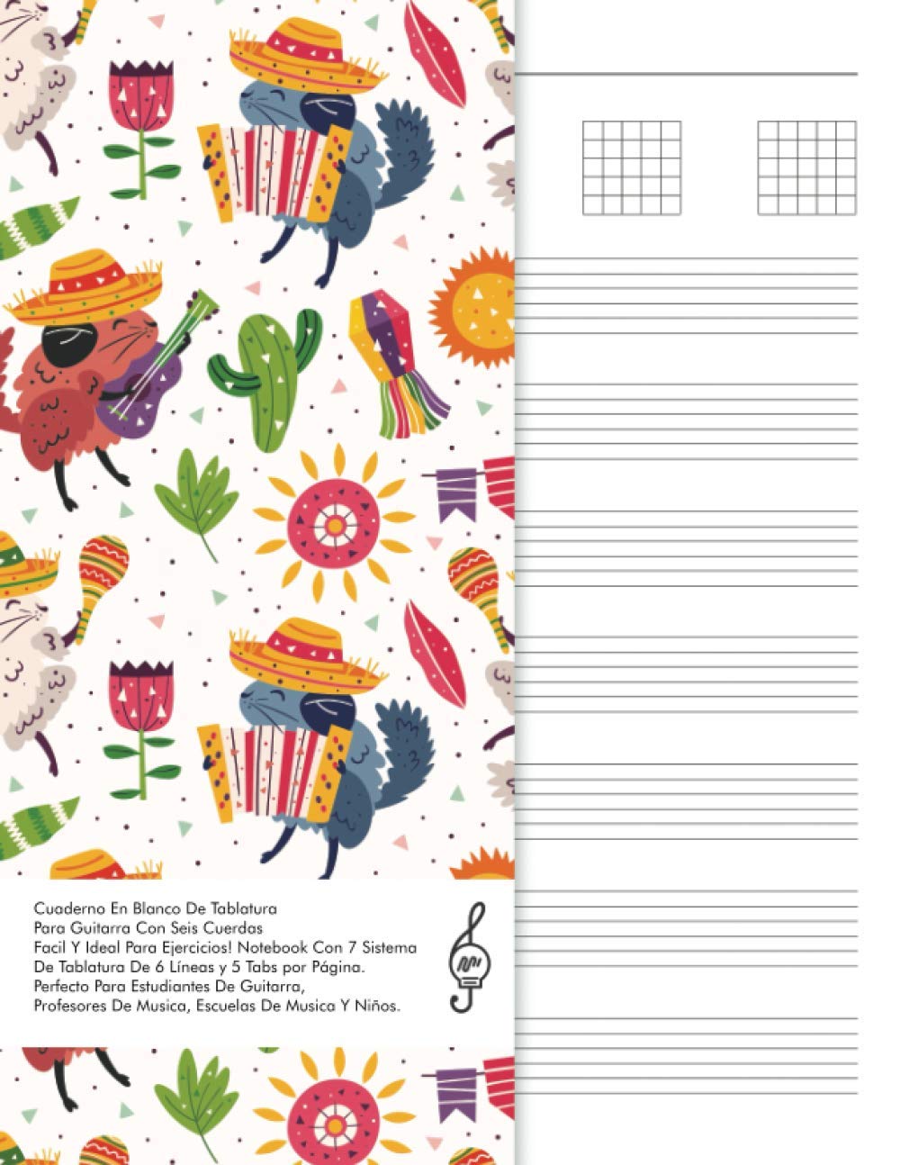 Cuaderno En Blanco De Tablatura Para Guitarra Con Seis Cuerdas: Facil Y Ideal Para Ejercicios! Notebook Con 7 Sistema De Tablatura De 6 Líneas y 5 ... Musica Y Niños. (Beginner Guitar Sheet Music) Non-fiction