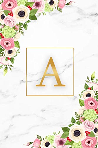 A: Marble & Gold Initial Monogram Letter A Blank Dot Grid Bullet Notebook for Notes & Writing - Pretty Floral Personalized Journal & Diary for Women and Girls with Dot Gridded Pages. Education & Training