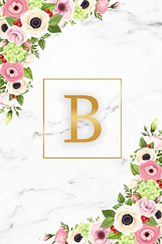 B: Marble & Gold Initial Monogram Letter B Blank Dot Grid Bullet Notebook for Notes & Writing - Pretty Floral Personalized Journal & Diary for Women and Girls with Dot Gridded Pages. Education & Training