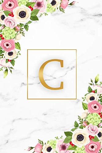 C: Marble & Gold Initial Monogram Letter C Blank Dot Grid Bullet Notebook for Notes & Writing - Pretty Floral Personalized Journal & Diary for Women and Girls with Dot Gridded Pages. Education & Training