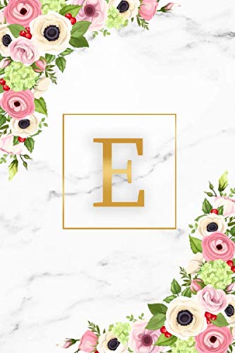 E: Marble & Gold Initial Monogram Letter E Blank Dot Grid Bullet Notebook for Notes & Writing - Pretty Floral Personalized Journal & Diary for Women and Girls with Dot Gridded Pages. Education & Training
