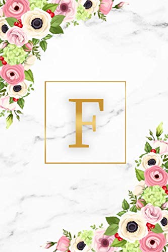 F: Marble & Gold Initial Monogram Letter F Blank Dot Grid Bullet Notebook for Notes & Writing - Pretty Floral Personalized Journal & Diary for Women and Girls with Dot Gridded Pages. Education & Training