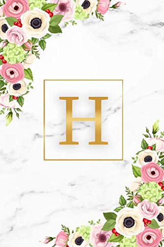 H: Marble & Gold Initial Monogram Letter H Blank Dot Grid Bullet Notebook for Notes & Writing - Pretty Floral Personalized Journal & Diary for Women and Girls with Dot Gridded Pages. Education & Training