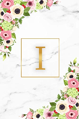 I: Marble & Gold Initial Monogram Letter I Blank Dot Grid Bullet Notebook for Notes & Writing - Pretty Floral Personalized Journal & Diary for Women and Girls with Dot Gridded Pages. Education & Training