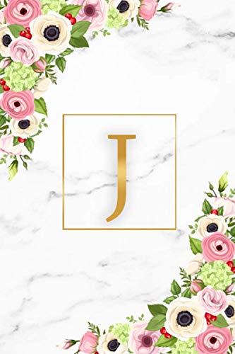 J: Marble & Gold Initial Monogram Letter J Blank Dot Grid Bullet Notebook for Notes & Writing - Pretty Floral Personalized Journal & Diary for Women and Girls with Dot Gridded Pages. Education & Training