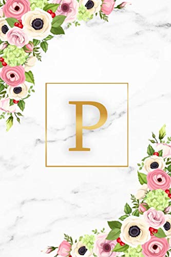 P: Marble & Gold Initial Monogram Letter P Blank Dot Grid Bullet Notebook for Notes & Writing - Pretty Floral Personalized Journal & Diary for Women and Girls with Dot Gridded Pages. Education & Training