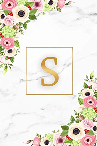 S: Marble & Gold Initial Monogram Letter S Blank Dot Grid Bullet Notebook for Notes & Writing - Pretty Floral Personalized Journal & Diary for Women and Girls with Dot Gridded Pages. Education & Training