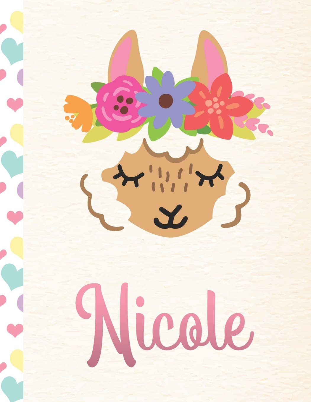 Nicole: Personalized Llama Sketchbook For Girls With Pink Name - 8.5x11 110 Pages. Doodle, Draw, Sketch, Create! Books