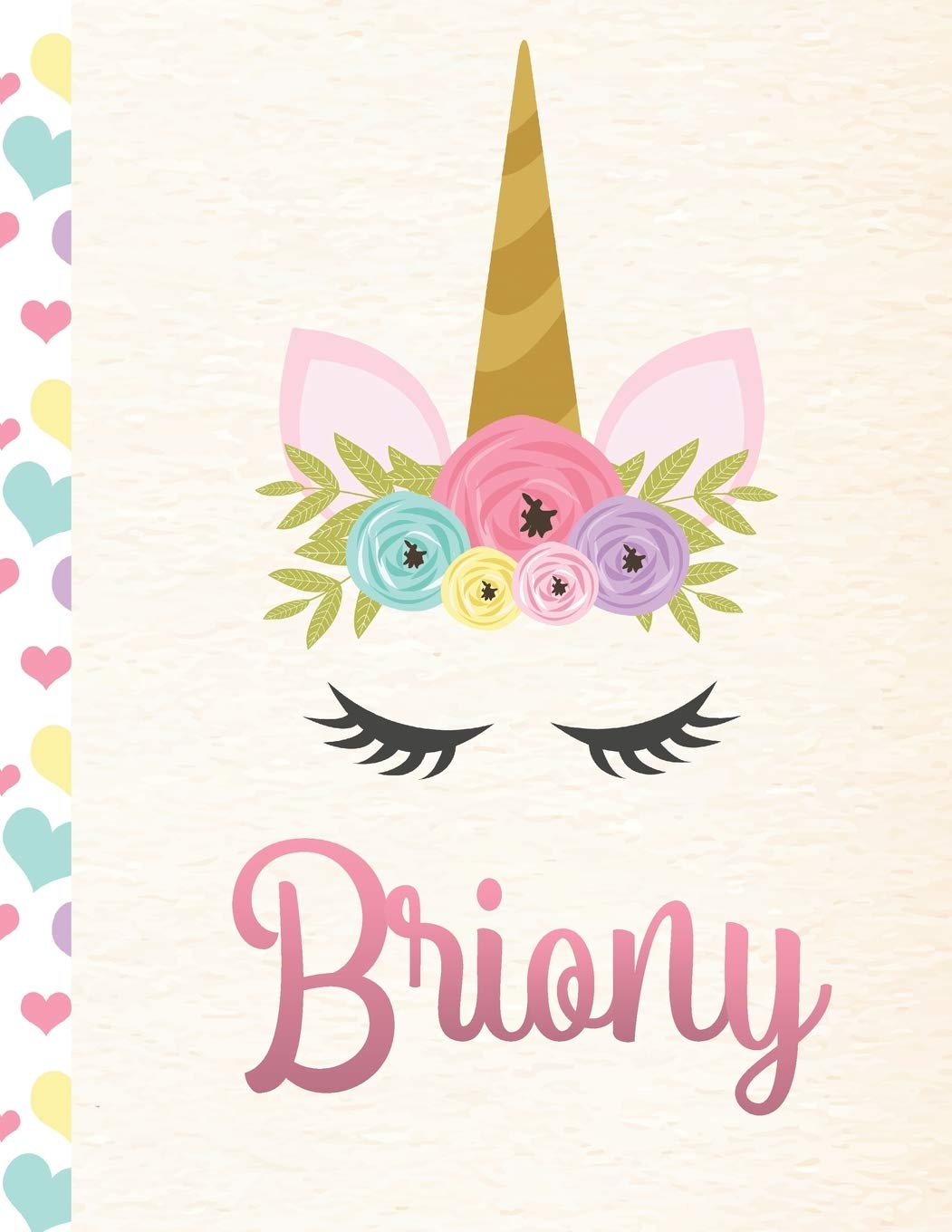 Briony: Personalized Unicorn Sketchbook For Girls With Pink Name - 8.5x11 110 Pages. Doodle, Sketch, Create! Books