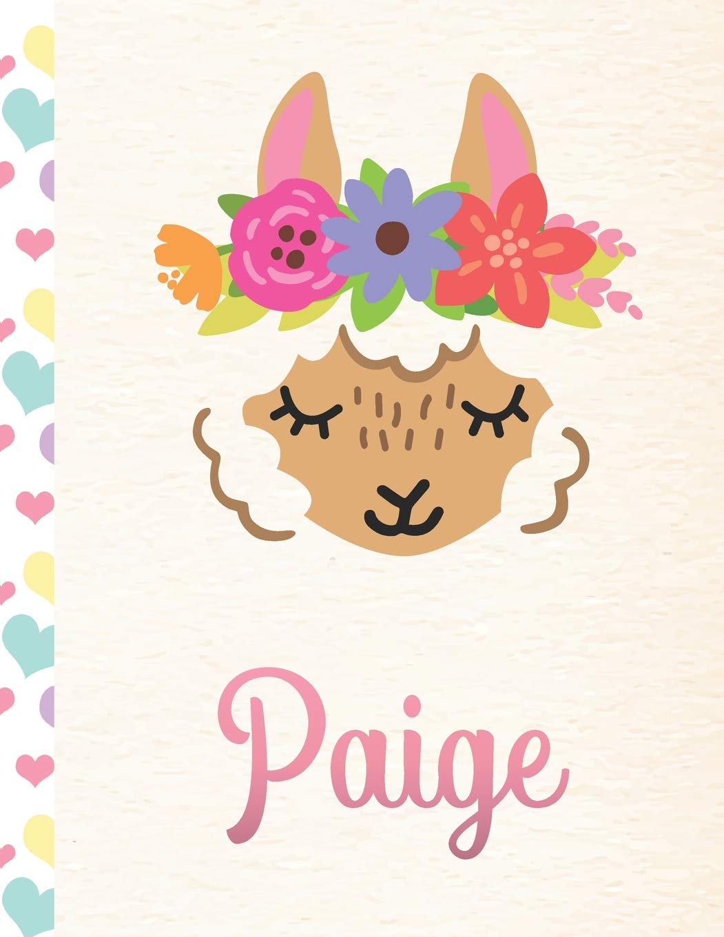 Paige: Personalized Llama Sketchbook For Girls With Pink Name - 8.5x11 110 Pages. Doodle, Draw, Sketch, Create! Books