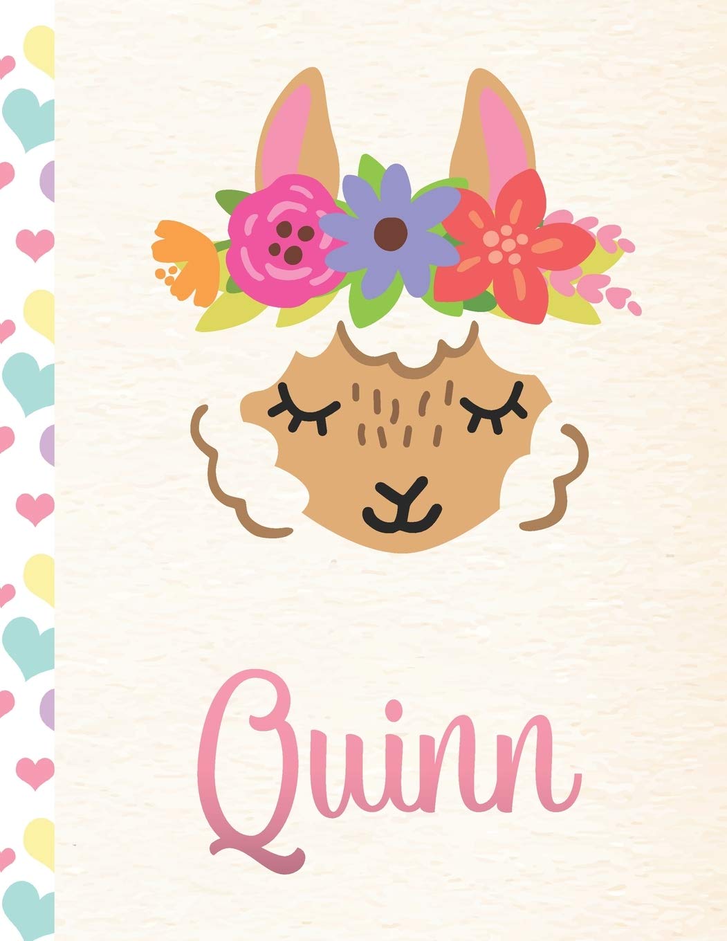 Quinn: Personalized Llama Sketchbook For Girls With Pink Name - 8.5x11 110 Pages. Doodle, Draw, Sketch, Create! Books