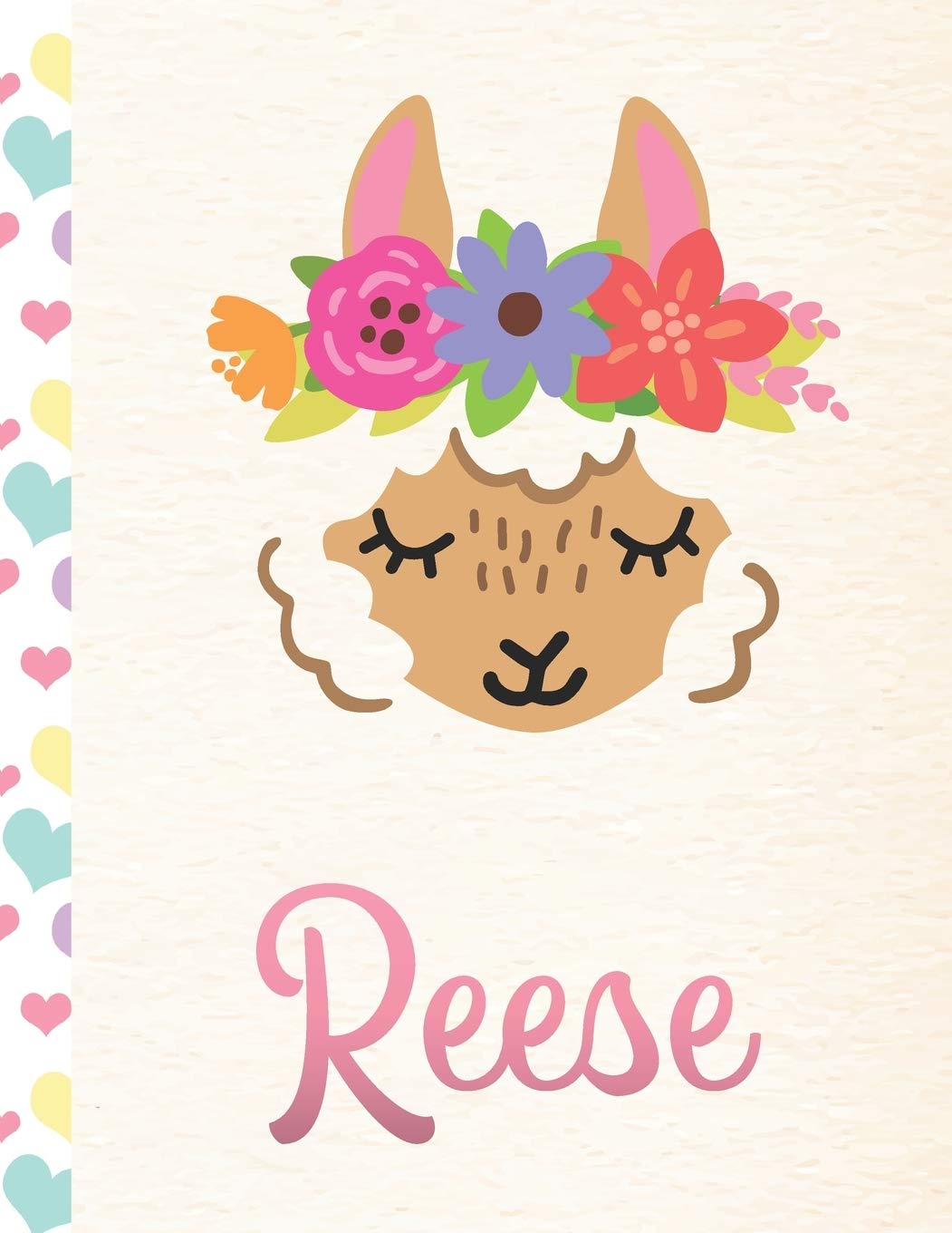 Reese: Personalized Llama Sketchbook For Girls With Pink Name - 8.5x11 110 Pages. Doodle, Draw, Sketch, Create! Books