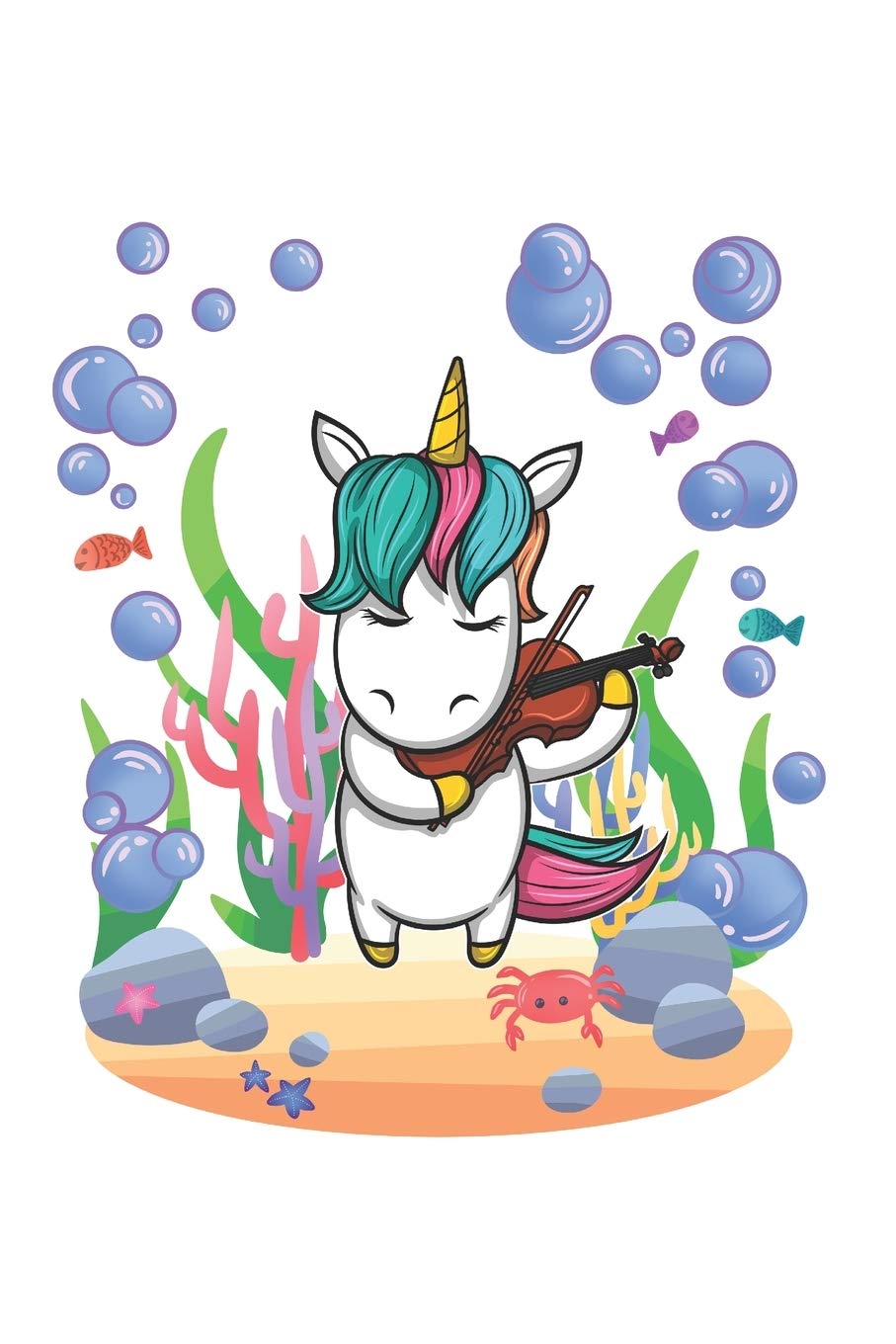 Underwater Violine Music Unicorn Notebook: Graph Paper Journal 6x9 - 120 Pages Books