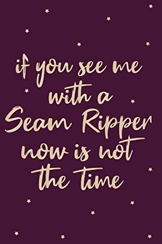 If You See Me With A Seam Ripper Now Is Not The Time: Funny Quilting Notebook, Funny Sewer Quote Notebook, Seam Ripper Quote Journal ( 100 lined pages - 6 x 9 inches ) Hobbies & Crafts