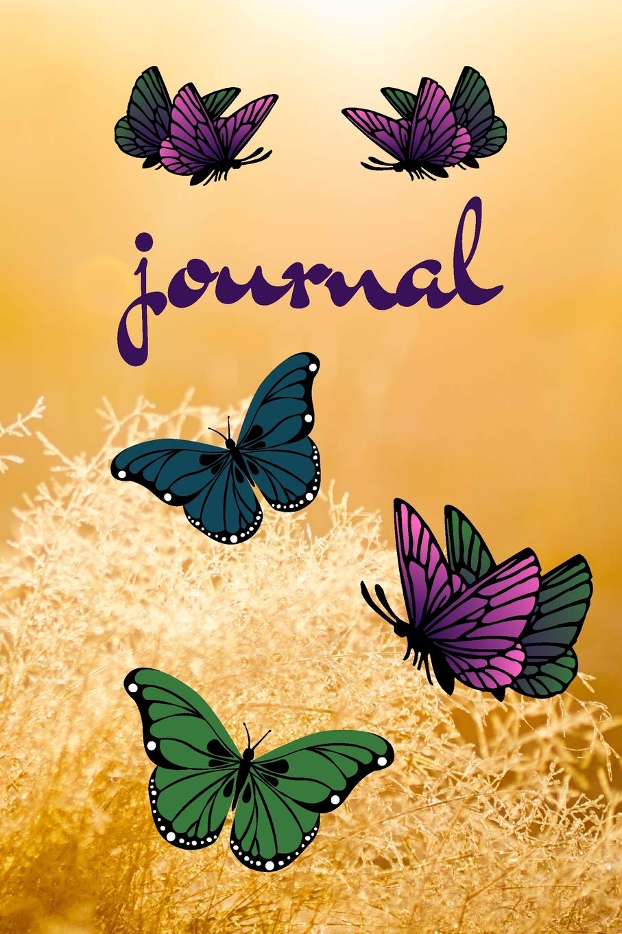 Journal: Beautiful green, pink and purple butterflies in a field of yellow flowers. Undated 6 x 9 paperback diary journal Mathematics