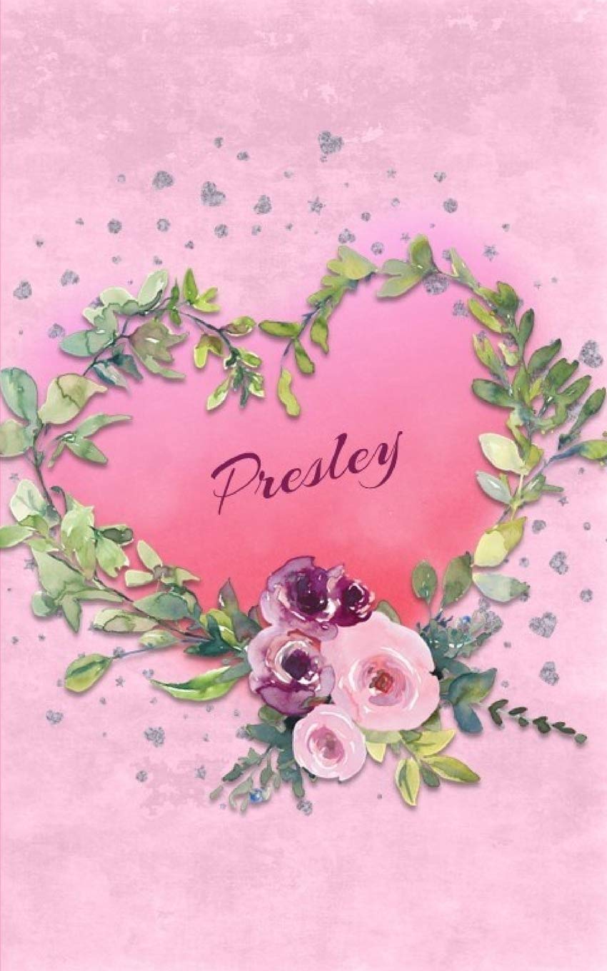 Presley: Personalized Small Journal | Gift Idea for Women & Girls (Pink Floral Heart Wreath) Partnership & Love