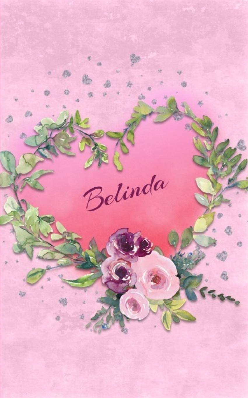 Belinda: Personalized Small Journal | Gift Idea for Women & Girls (Pink Floral Heart Wreath) Partnership & Love