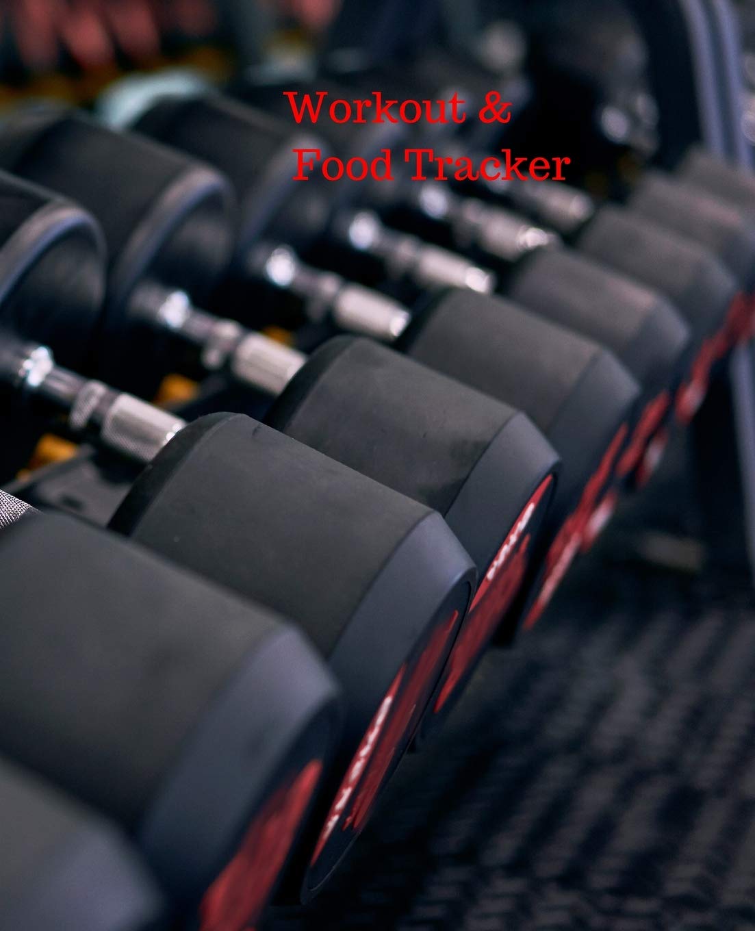 Workout & Food Tracker: Daily Workout & Food Journal / Notebook / Diary, 90 Day 190 pages Daily Exercise Meal Progress Tracker For a Better You with a rack of dumbbells on the cover. Health, Nutrition & Fitness