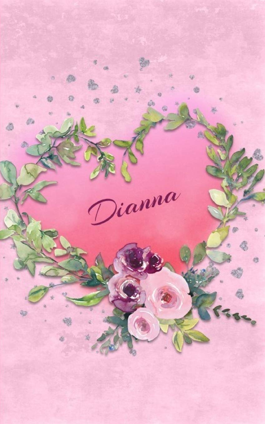 Dianna: Personalized Small Journal | Gift Idea for Women & Girls (Pink Floral Heart Wreath) Partnership & Love