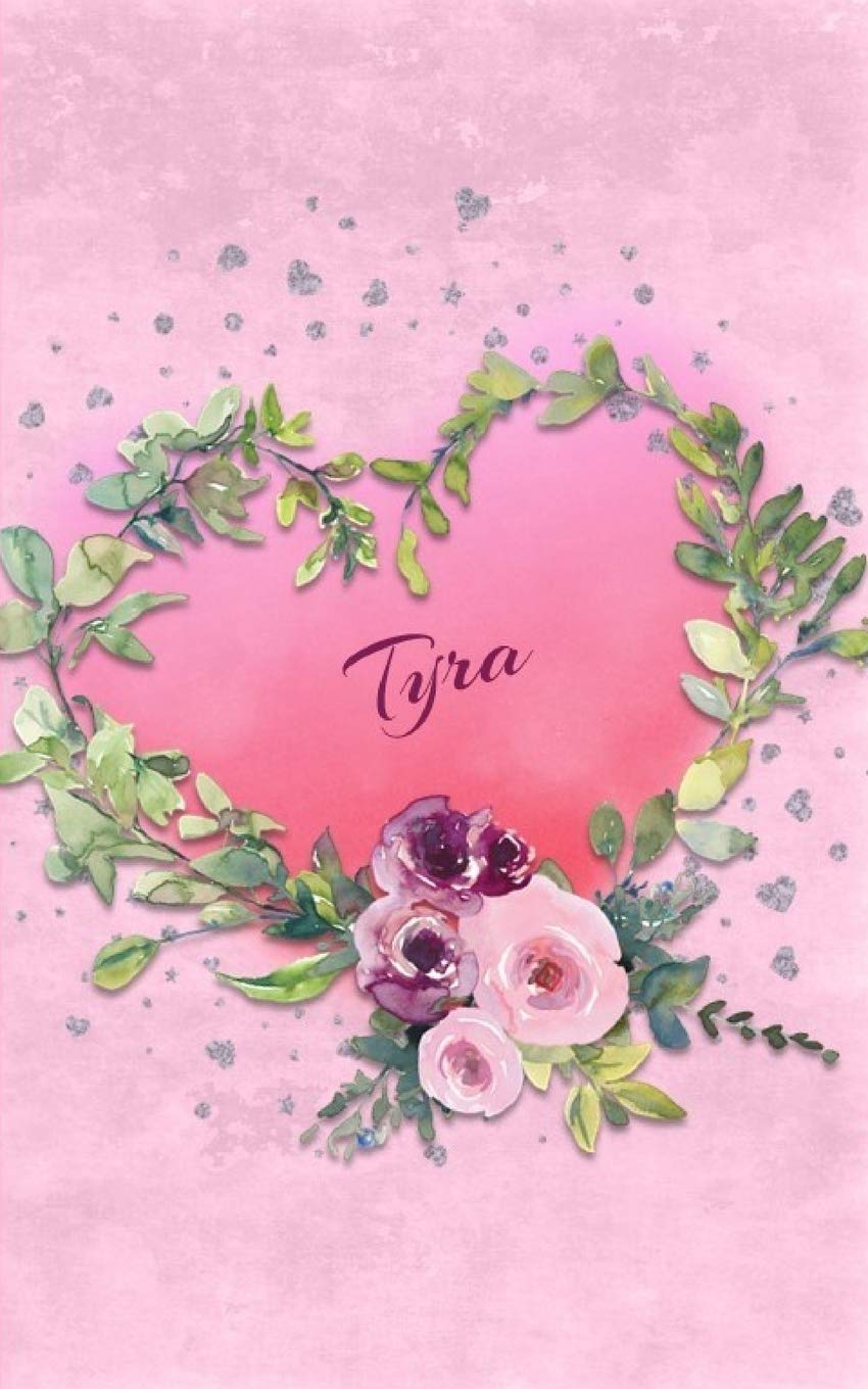 Tyra: Personalized Small Journal | Gift Idea for Women & Girls (Pink Floral Heart Wreath) Partnership & Love