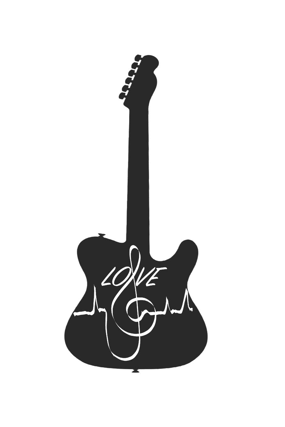 Guitar Guitar Music Clef Heartbeats - guitar tabs, music school, music university, music lesson, music book, music lines, notebook, notepad, 120 ... as decoration for birthday or christmas Arts & Music