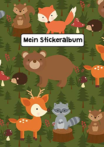 Mein Stickeralbum: Stickeralbum Blanko Waldtiere Stickerbuch Leer zum sammeln DIN A4 35 Seiten Tiptoi & Games