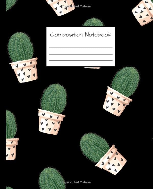 Composition Notebook: Trendy Wide Ruled Journal & Notebook for Students, Kids & Teens | Pretty Blank Wide Lined Journal for School & College for ... shaped structure | Cactus illustration Education & Training