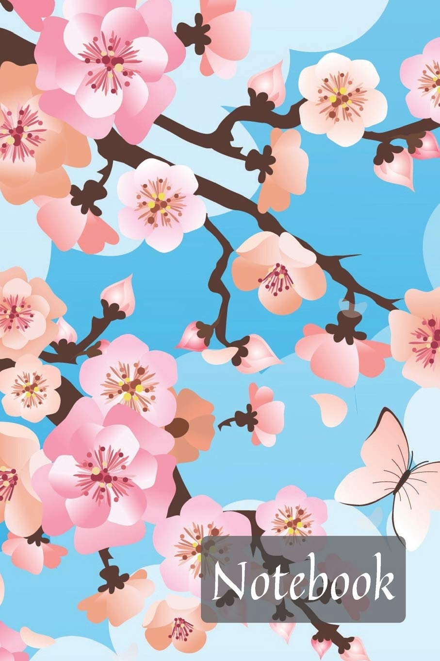 Notebook: Cherry Blossom Notebook Journal, Beautiful Notebook with Japanese Flowers, Large 6 x 9, 110 Lined Pages Self-help