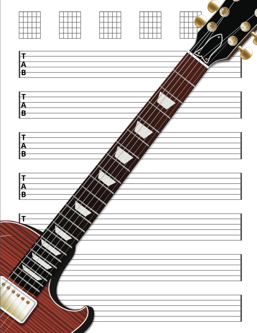 Guitar Tab Notebook: Blank Guitar Tablature Writing Paper with Chord Fingering Charts Sheet Music
