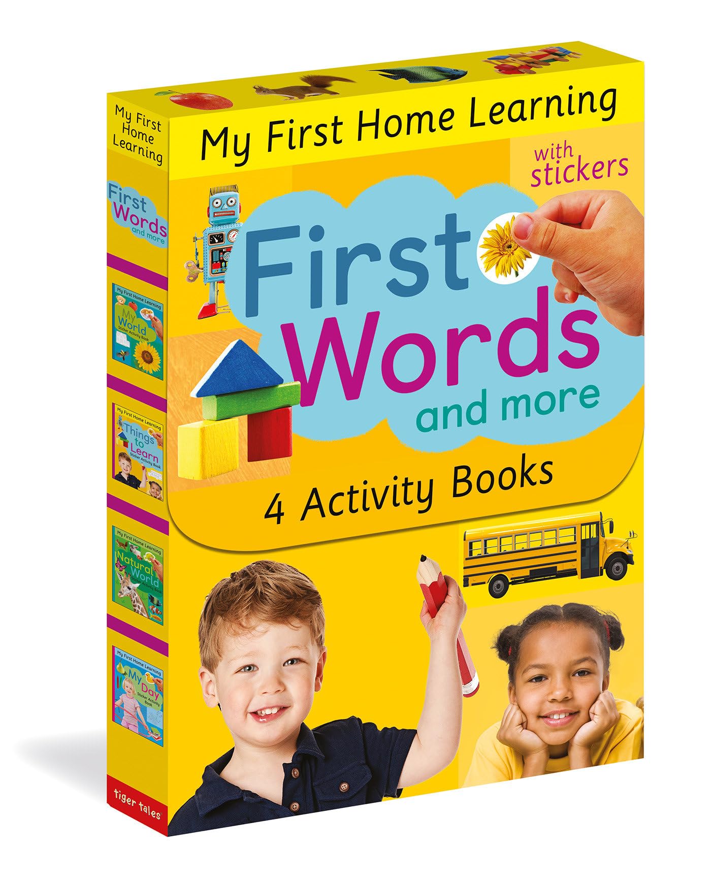 First Words and More: 4 Activity Book Boxed Set with Stickers: My Day; My World; Natural World; Things to Learn (My First Home Learning) Non-fiction