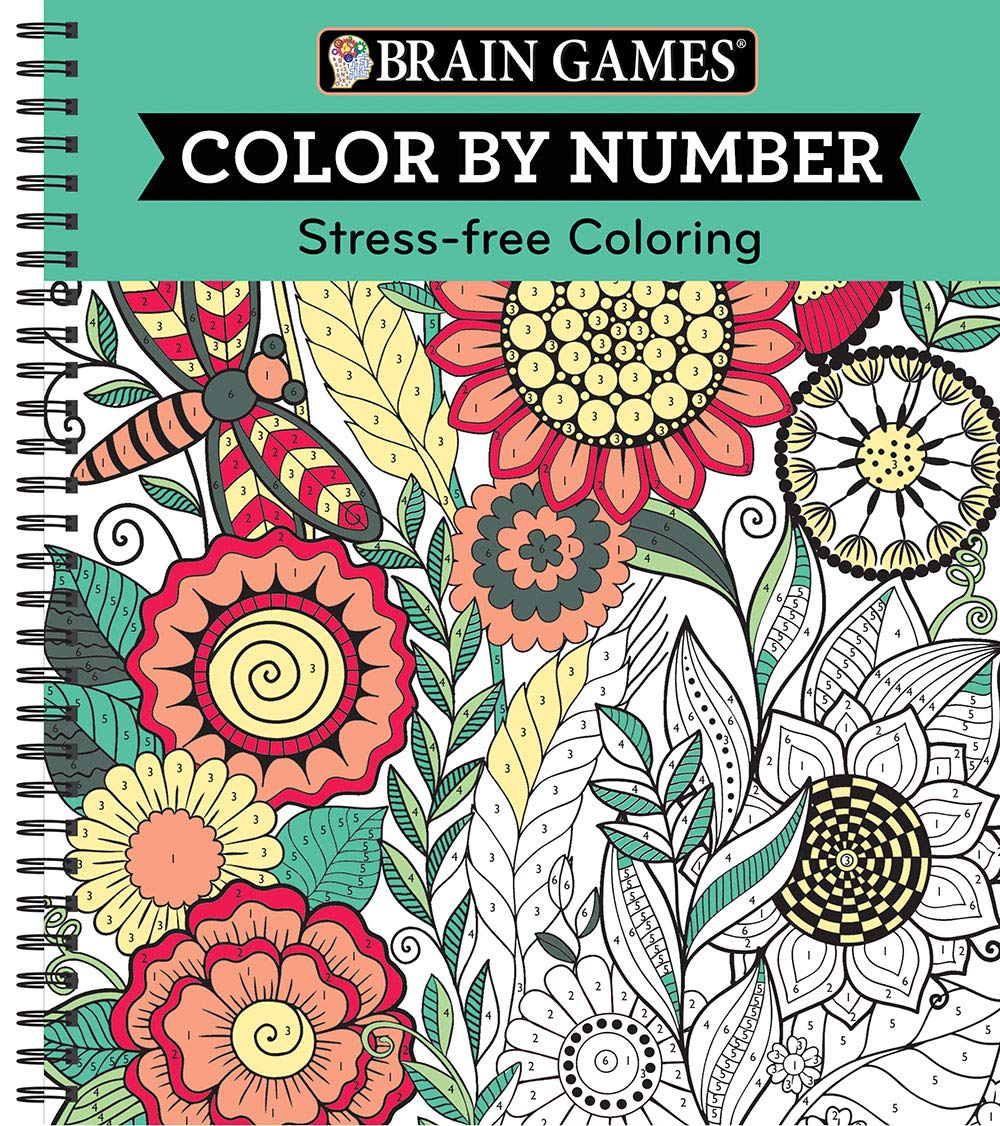 Brain Games - Color by Number: Stress-Free Coloring (Green) Leisure & Fun