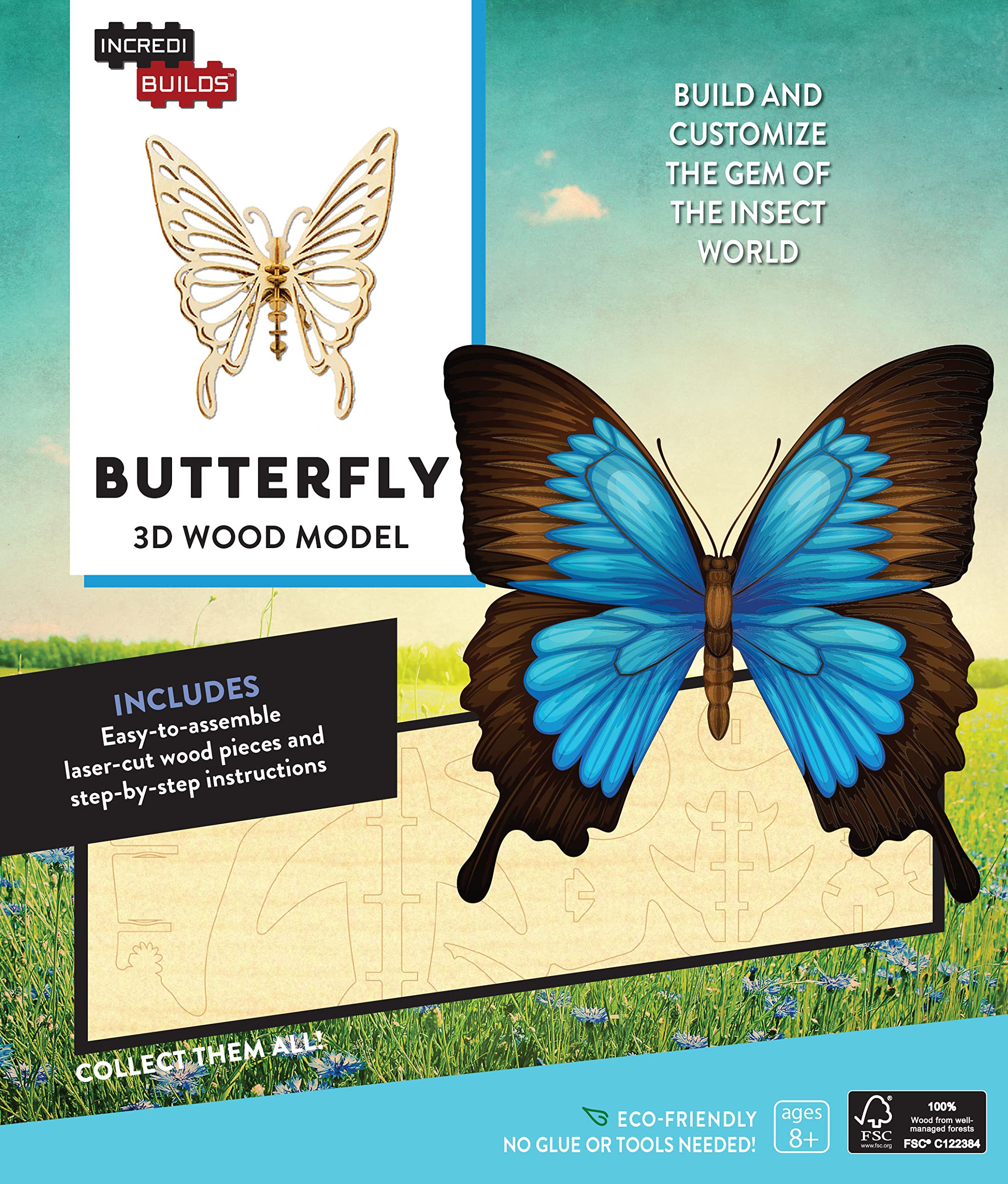 INCREDIBUILDS: BUTTERFLY 3D WOOD MODEL: Build and color the gem of the insect world Living & Furnishing