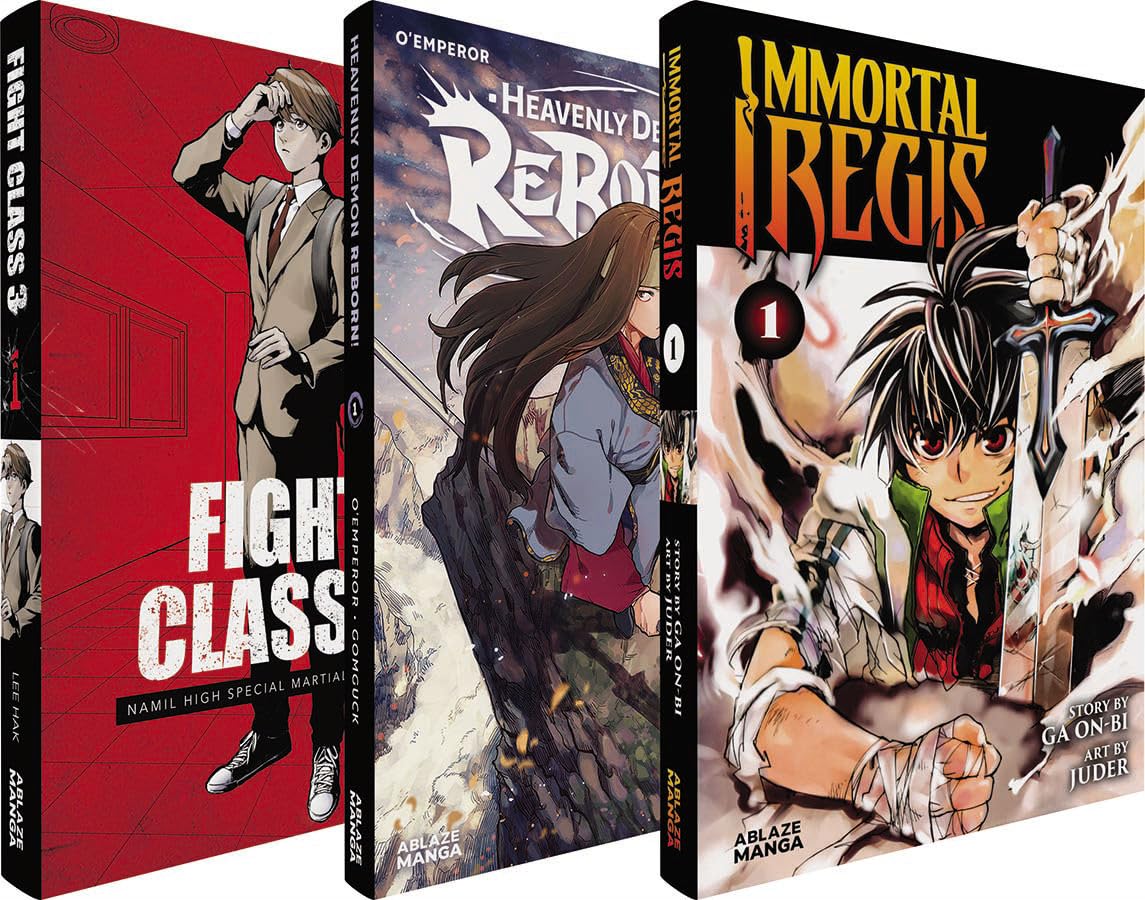Ablaze Manhwa Spotlight Pack – Action/Adventure: Heavenly Demon Reborn 1 / Fight Class 3-1 / Immortal Regis Omnibus 1 Manga