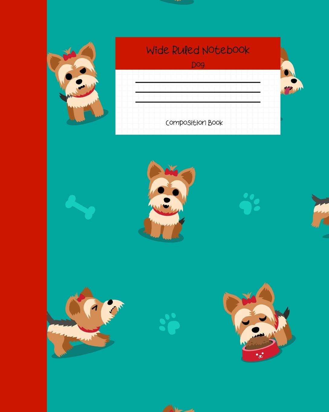 Wide Ruled Notebook Dog Composition Book: Cute Little Puppies Themed Workbook for Adults and Kids. 8" x 10" 120 Pages. Media & Communication