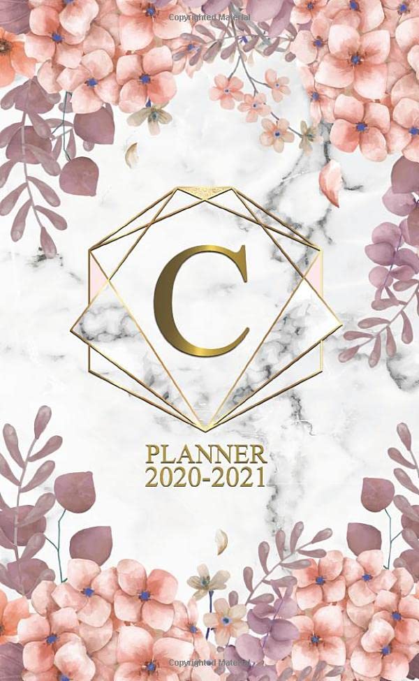 C 2020-2021 Planner: Rose Floral Monogram Initial Letter C | Marble & Gold Two Year 2020-2021 Monthly Pocket Planner | 24 Months Spread View Agenda With Notes, Holidays, Contact List & Password Log. Business, Finance & Career
