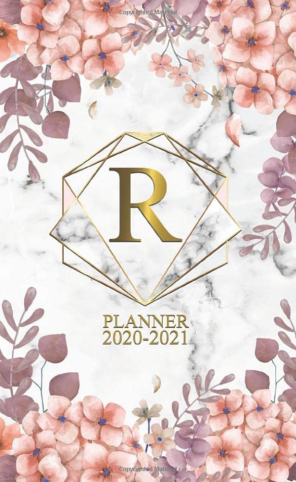 R 2020-2021 Planner: Rose Floral Monogram Initial Letter R | Marble & Gold Two Year 2020-2021 Monthly Pocket Planner | 24 Months Spread View Agenda With Notes, Holidays, Contact List & Password Log. Business, Finance & Career