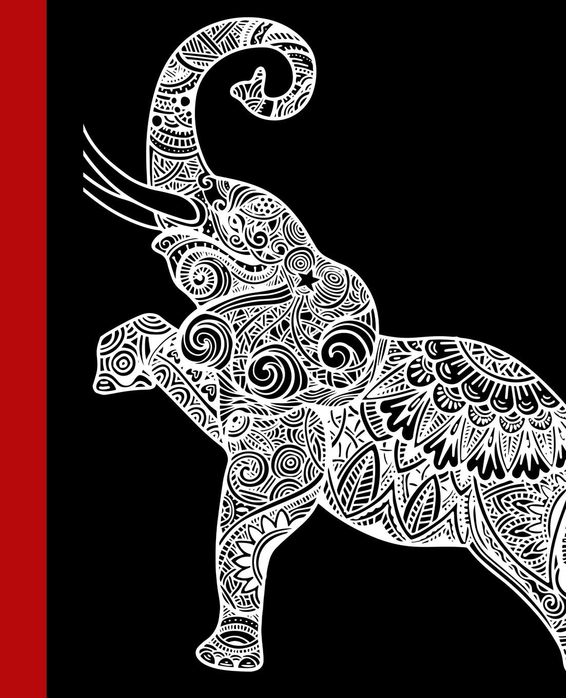 Notebook: Elephant Design on Black Background|Classic Wide-Ruled|Perfect for Notes, Lists, Journaling, Gift for Elephant Lover Essays & Short Stories
