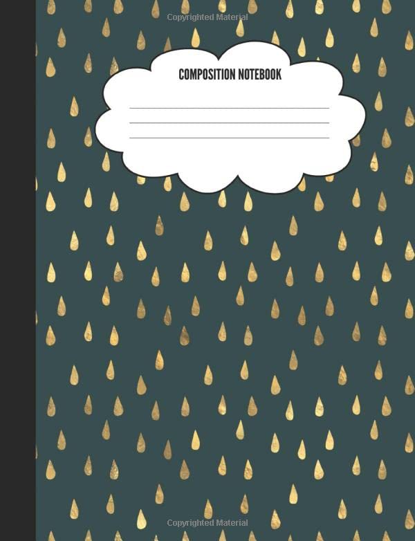 Composition Book: 7.44" x 9.69" 150 page College Ruled Green Rain Drops Essays & Short Stories