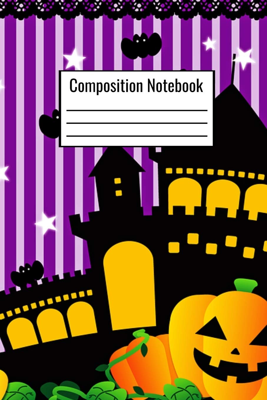 Composition Notebook: Halloween Pumpkins College Ruled Purple Black Journal For Kids Teens Adults Teachers To Write Notes In Study Guides