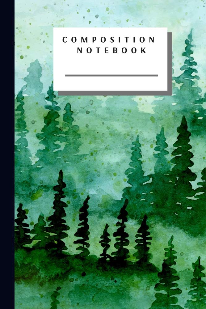 Composition Notebook: Watercolor Forest Design Writing Notes Journal Wide Ruled Paper (6x9, 110 Lined Pages) Learning & Reference