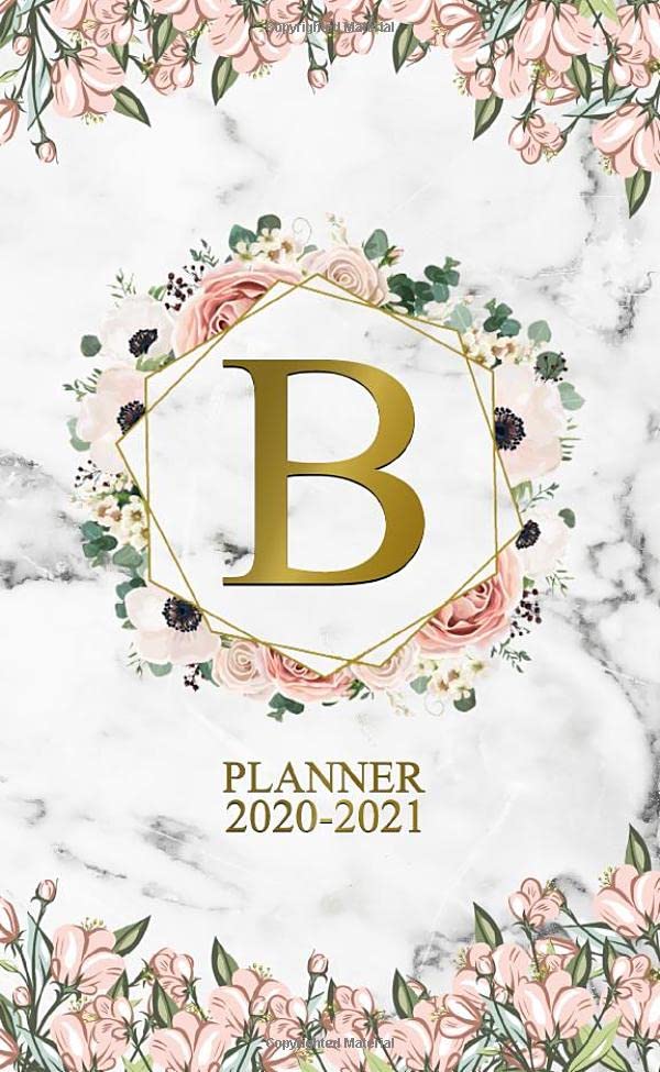 2020-2021 Planner: Nifty Floral Monogram Initial Letter B Two Year 2020-2021 Monthly Pocket Planner | 24 Months Spread View Agenda With Notes, Contact List & Password Log | Natural Grey Marble & Gold Business, Finance & Career