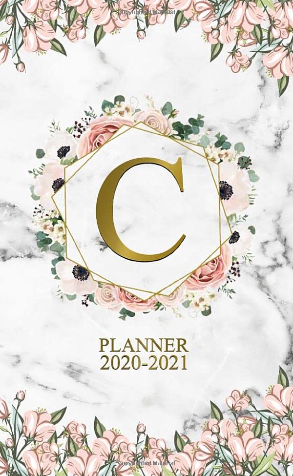 2020-2021 Planner: Nifty Floral Monogram Initial Letter C Two Year 2020-2021 Monthly Pocket Planner | 24 Months Spread View Agenda With Notes, Contact List & Password Log | Natural Grey Marble & Gold Business, Finance & Career