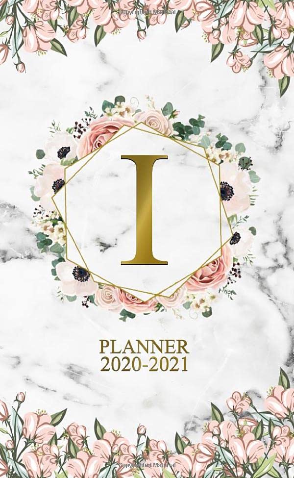 2020-2021 Planner: Nifty Floral Monogram Initial Letter ¨I¨ Two Year 2020-2021 Monthly Pocket Planner | 24 Months Spread View Agenda With Notes, ... & Password Log | Natural Grey Marble & Gold Business, Finance & Career