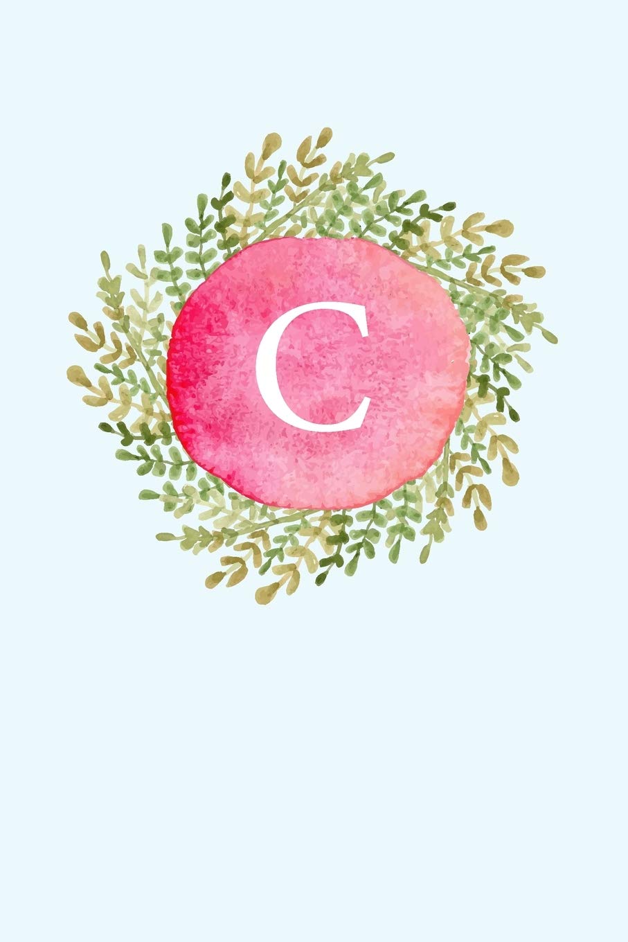 C: 110 College-Ruled Pages | Monogram Journal and Notebook with a Classic Light Blue Background of Floral Watercolor Design | Personalized Initial Letter Journal | Monogramed Composition Notebook Non-fiction
